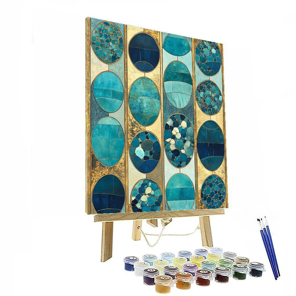 Gustav Klimt Inspired Golden Tidal Pools Pattern DIY paint by numbers