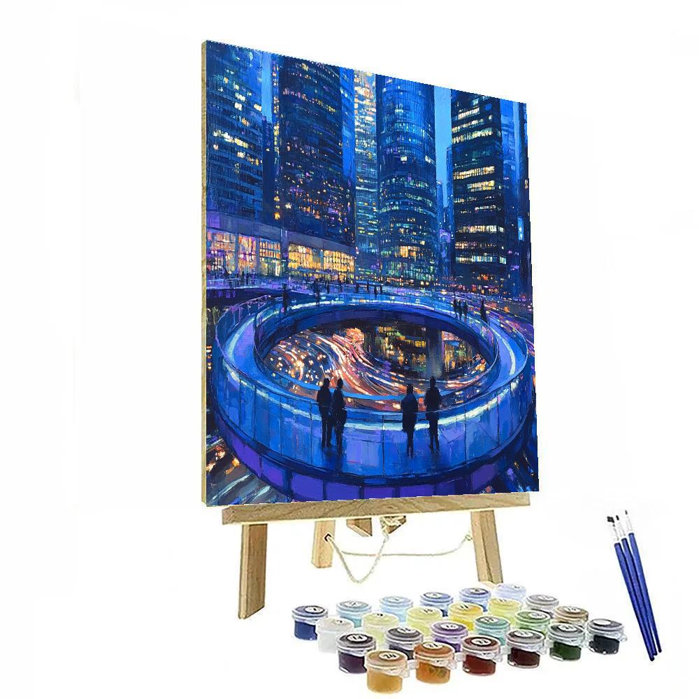 Pudong Lujiazui Skywalk Night Scene Shanghai China paint by number