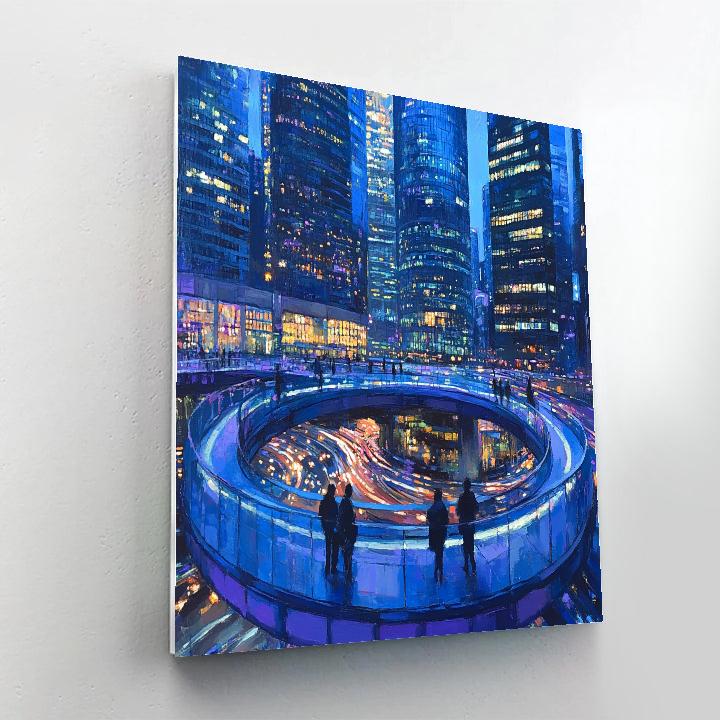 Pudong Lujiazui Skywalk Night Scene Shanghai China paint by number
