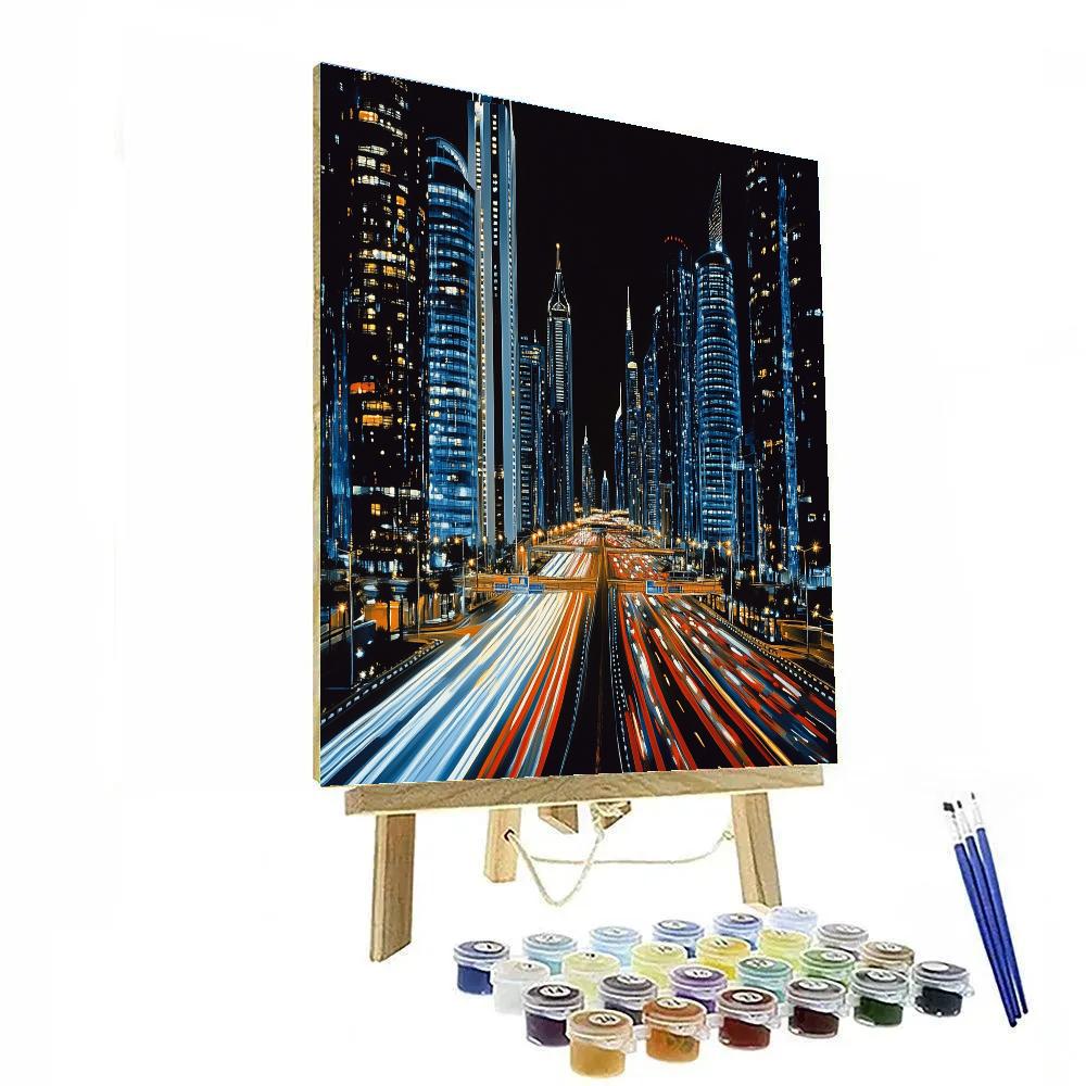 Sheikh Zayed Road Canyon Dubai United Arab Emirates Painting by numbers kit