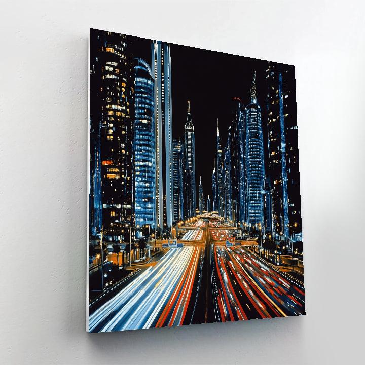 Sheikh Zayed Road Canyon Dubai United Arab Emirates Painting by numbers kit