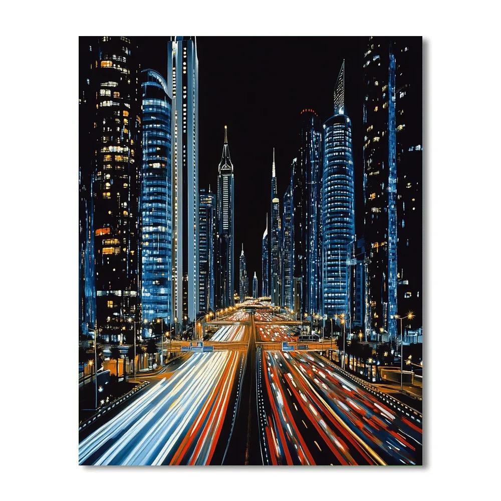 Sheikh Zayed Road Canyon Dubai United Arab Emirates Painting by numbers kit