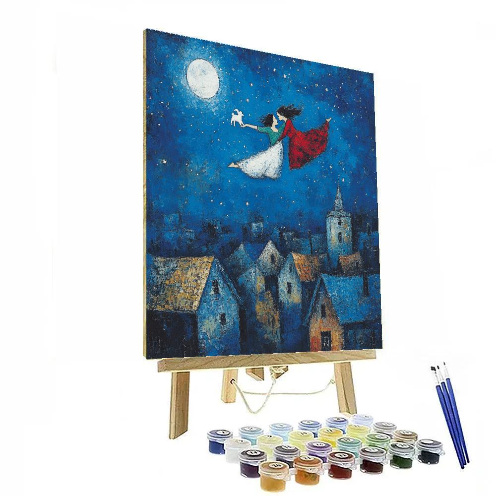Chagall Inspired Lovers Above The City Paint by numbers art