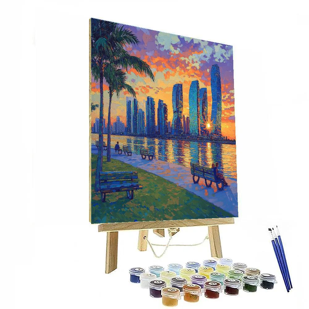 Doha West Bay Skyline Across The Water Doha Qatar Numbered painting kits