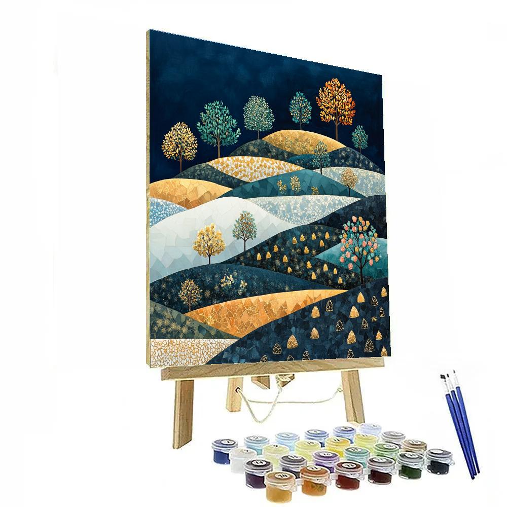 Gustav Klimt Inspired Golden Orchard Terrace At Dusk DIY paint by numbers