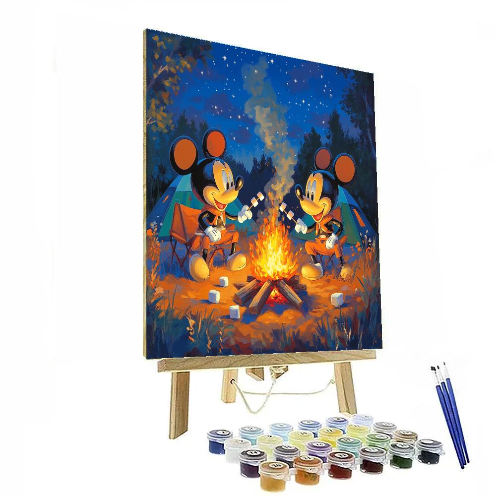 Mickey And Goofy Camping Night Disney Inspired paint by numbers