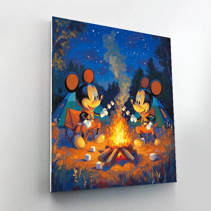 Mickey And Goofy Camping Night Disney Inspired paint by numbers