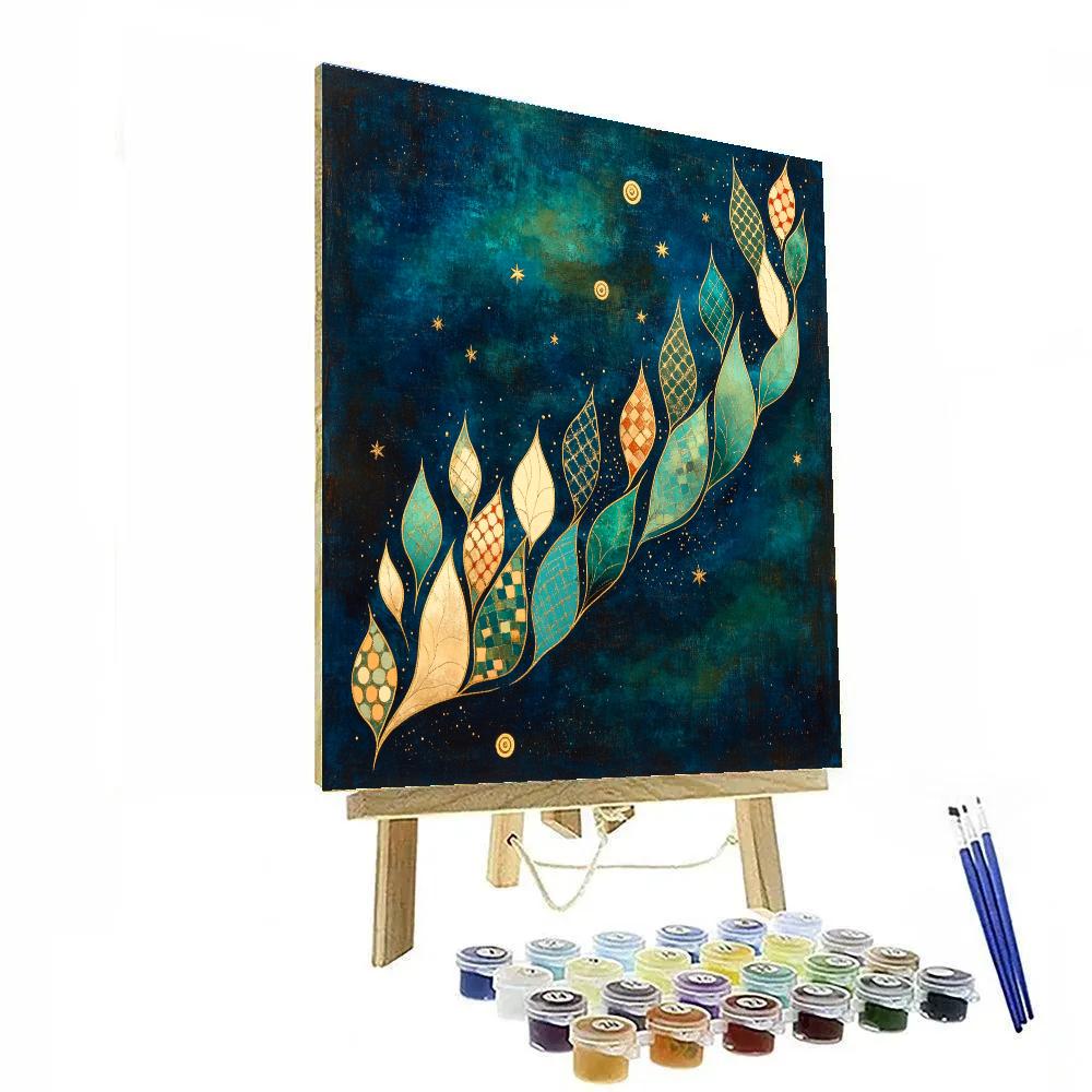 Gustav Klimt Inspired Celestial Tide Of Golden Leaves Painting by numbers kit