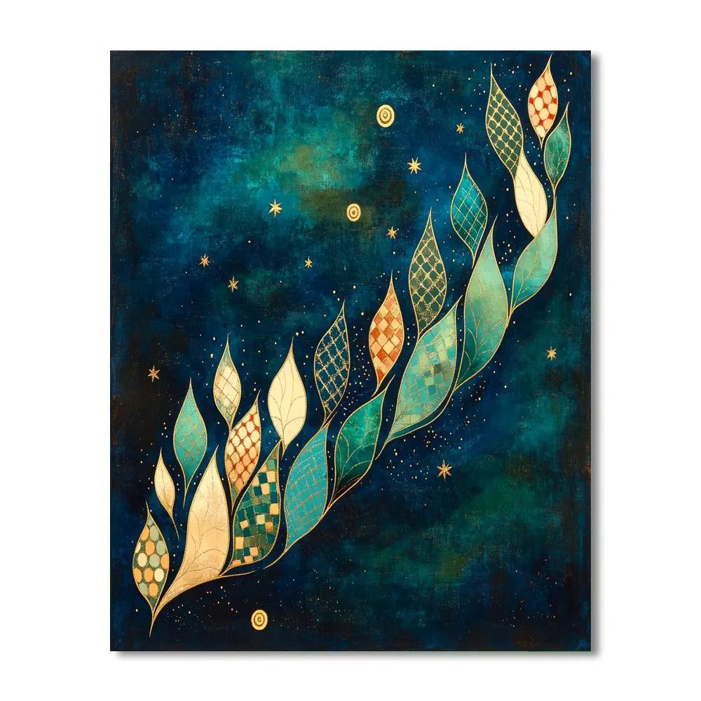Gustav Klimt Inspired Celestial Tide Of Golden Leaves Painting by numbers kit
