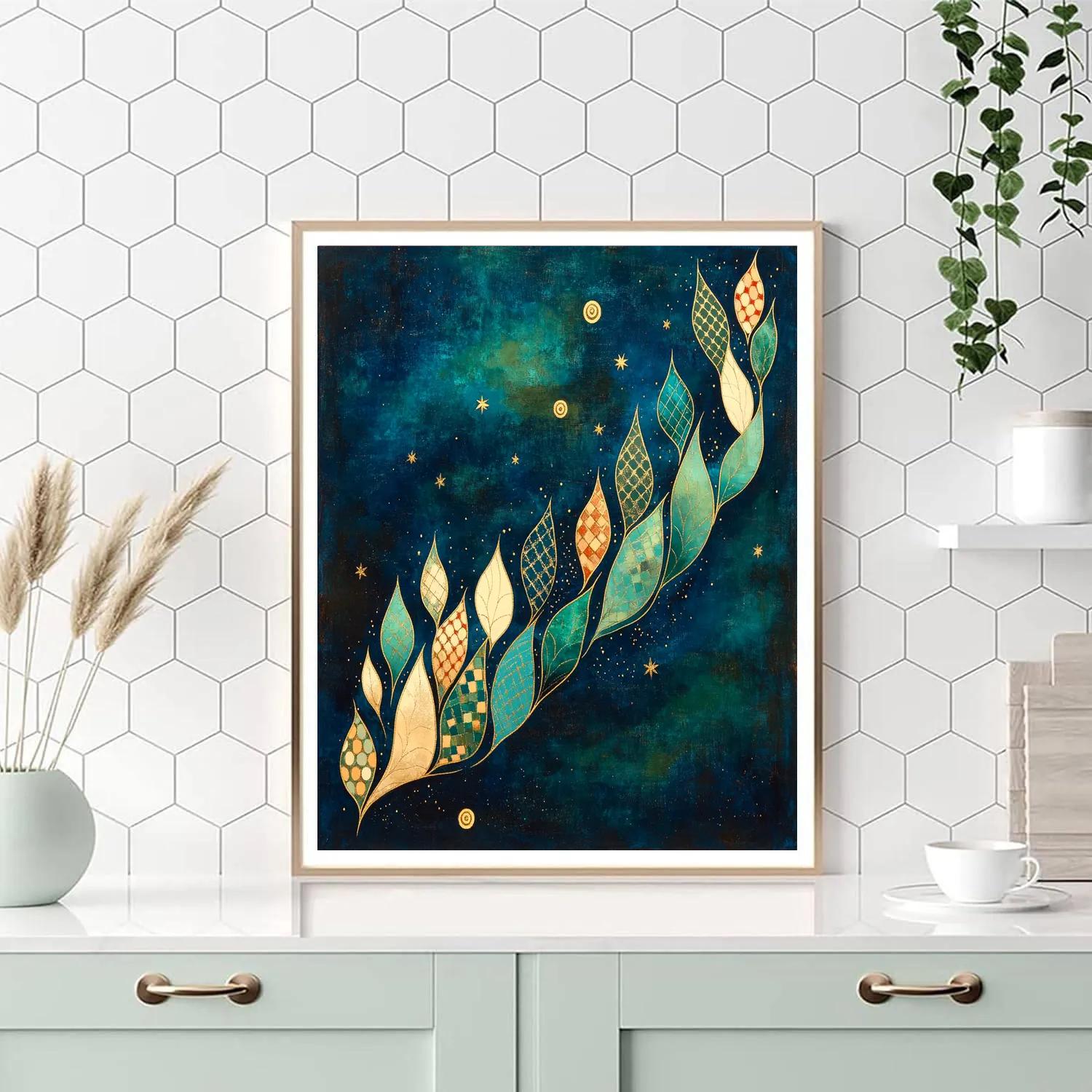 Gustav Klimt Inspired Celestial Tide Of Golden Leaves Painting by numbers kit