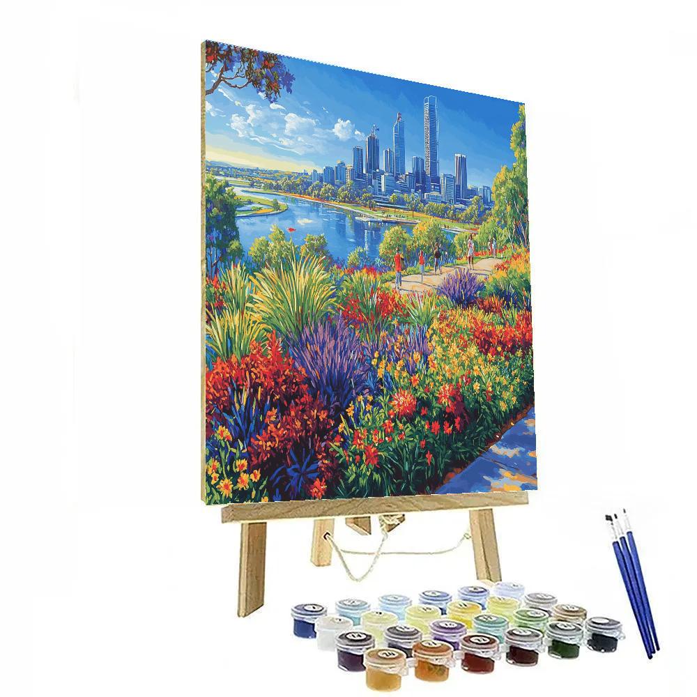 Gardens And Skyline Of Kings Park Perth Australia Number painting