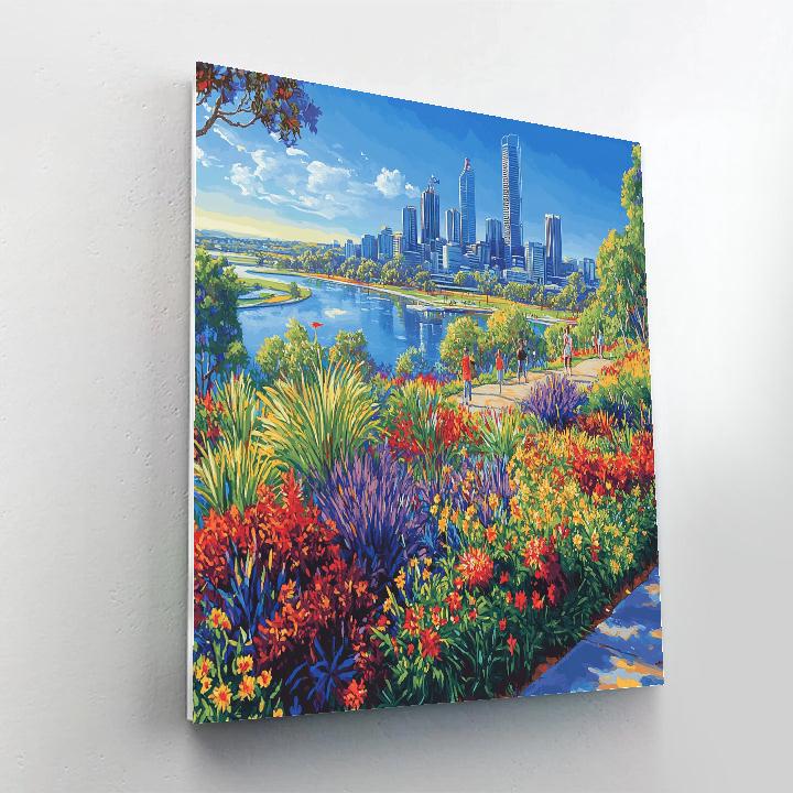Gardens And Skyline Of Kings Park Perth Australia Number painting