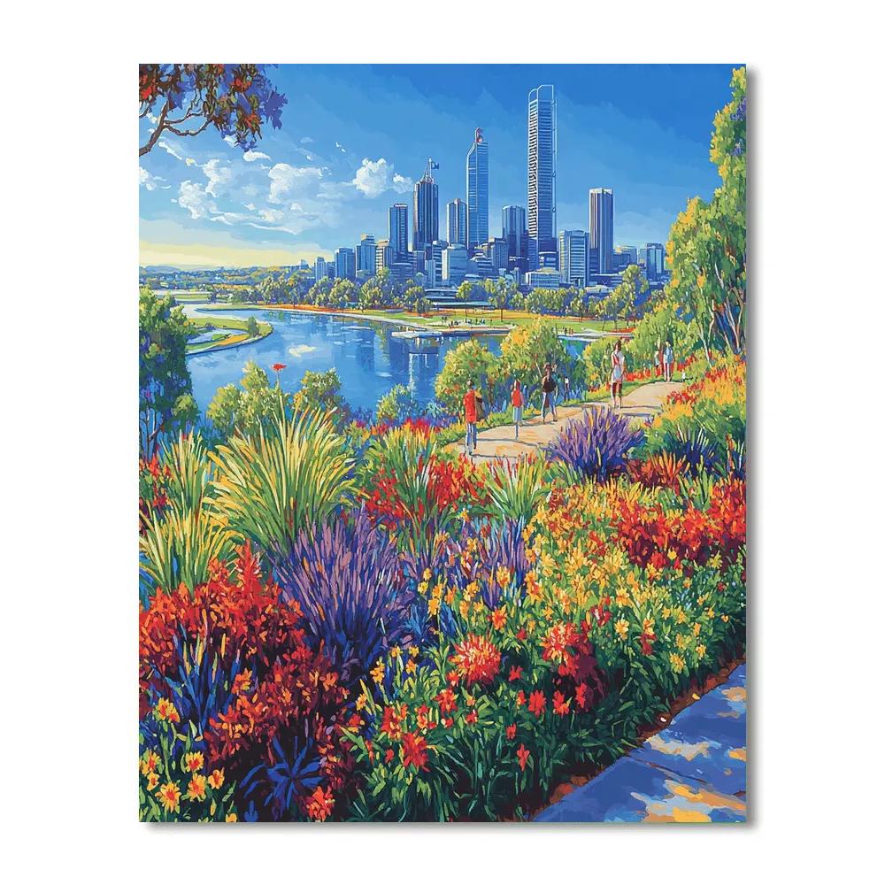 Gardens And Skyline Of Kings Park Perth Australia Number painting