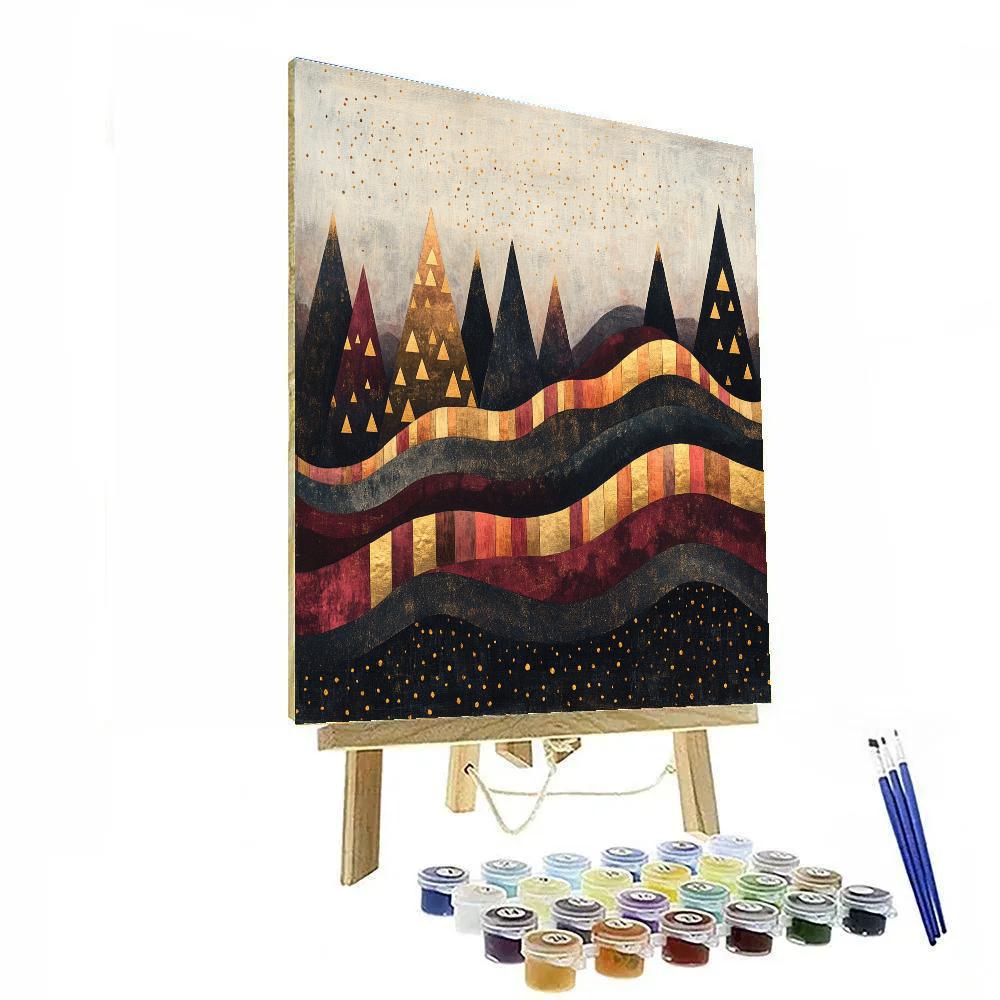 Gustav Klimt Inspired Ornamental Volcanic Landscape Paint by numbers art