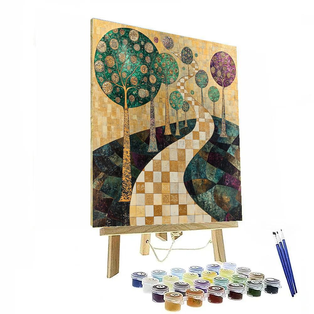 Gustav Klimt Inspired Golden Orchard Path Mosaic Paint by numbers kits