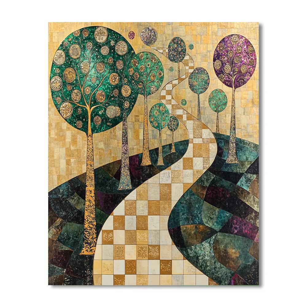 Gustav Klimt Inspired Golden Orchard Path Mosaic Paint by numbers kits