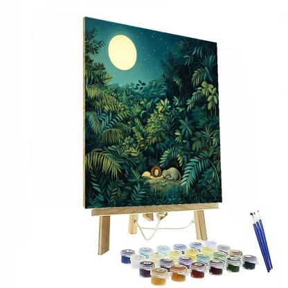 Henri Rousseau Inspired Moonlit Jungle Dream paint by color