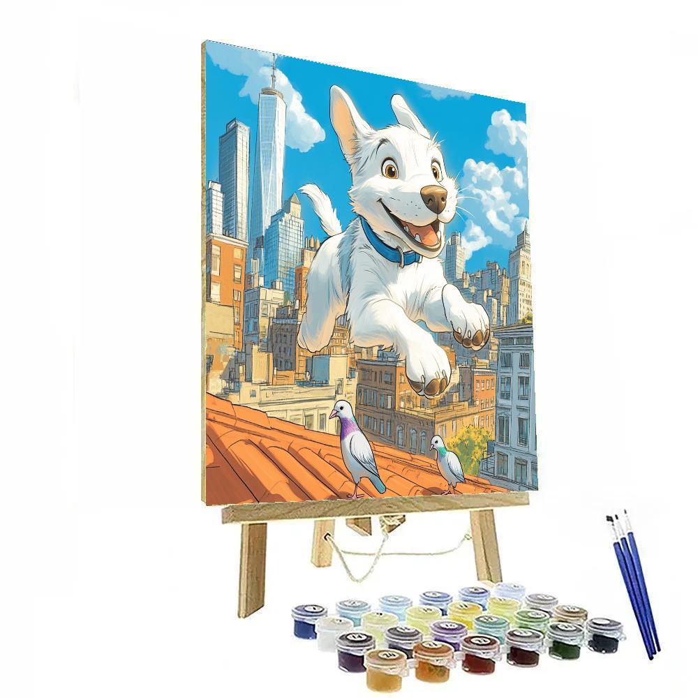 Bolt City Rooftop Chase Disney Inspired paint by numbers