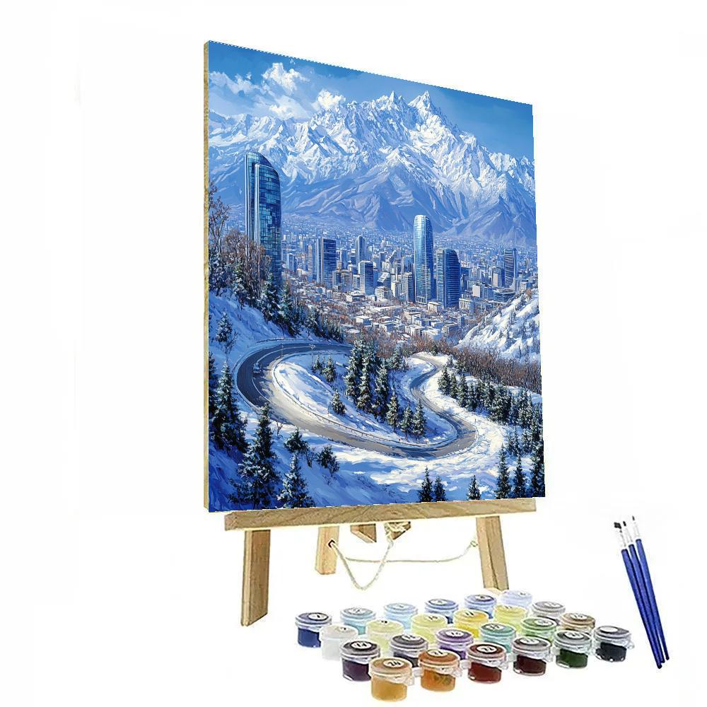 Skyline From Cerro San Cristobal Santiago Chile paint by numbers
