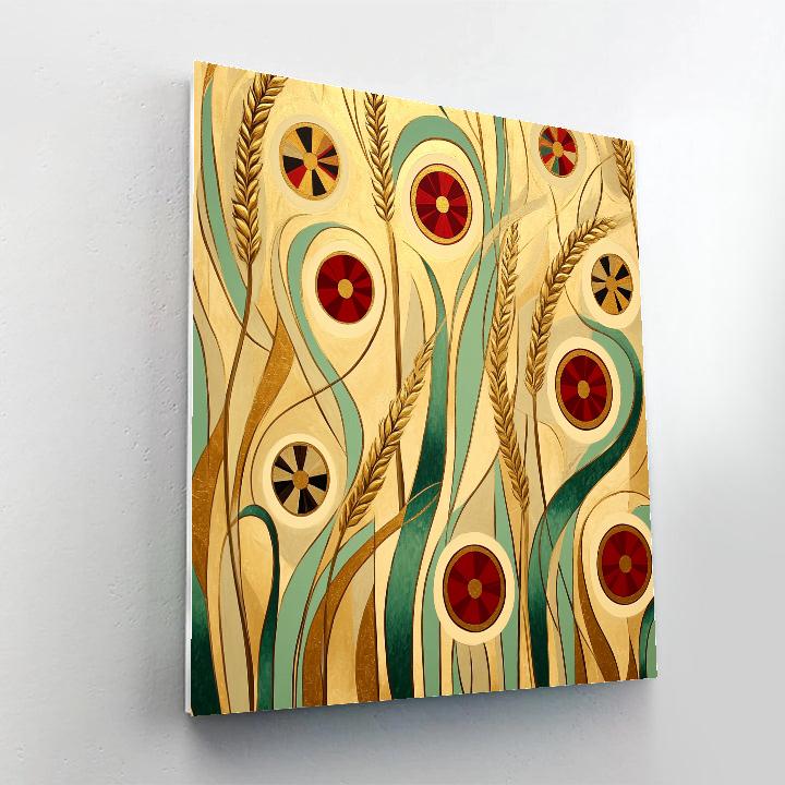 Gustav Klimt Inspired Ornamental Wind In Wheat And Poppies Number painting