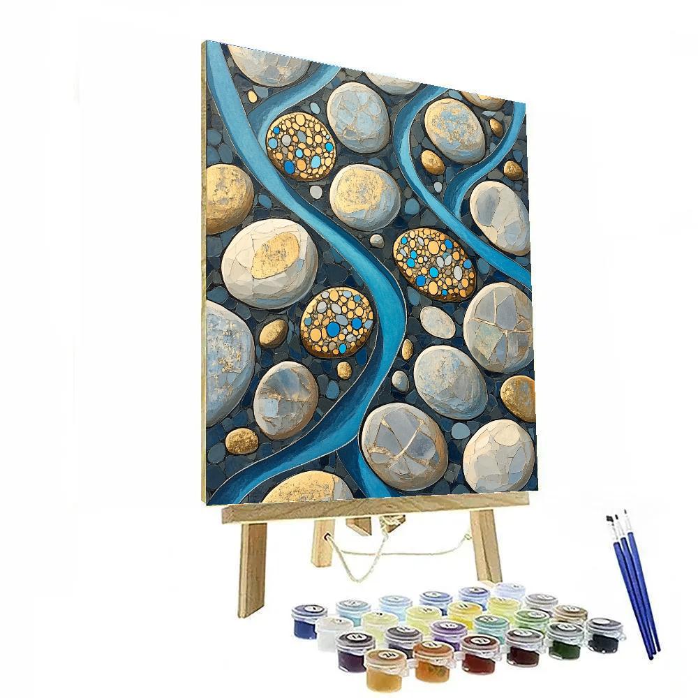 Gustav Klimt Inspired Gilded Stone Riverbed Pattern DIY paint by numbers