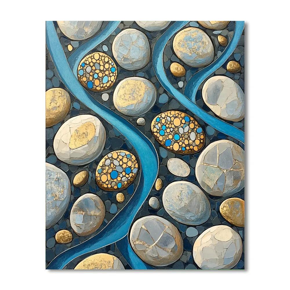 Gustav Klimt Inspired Gilded Stone Riverbed Pattern DIY paint by numbers