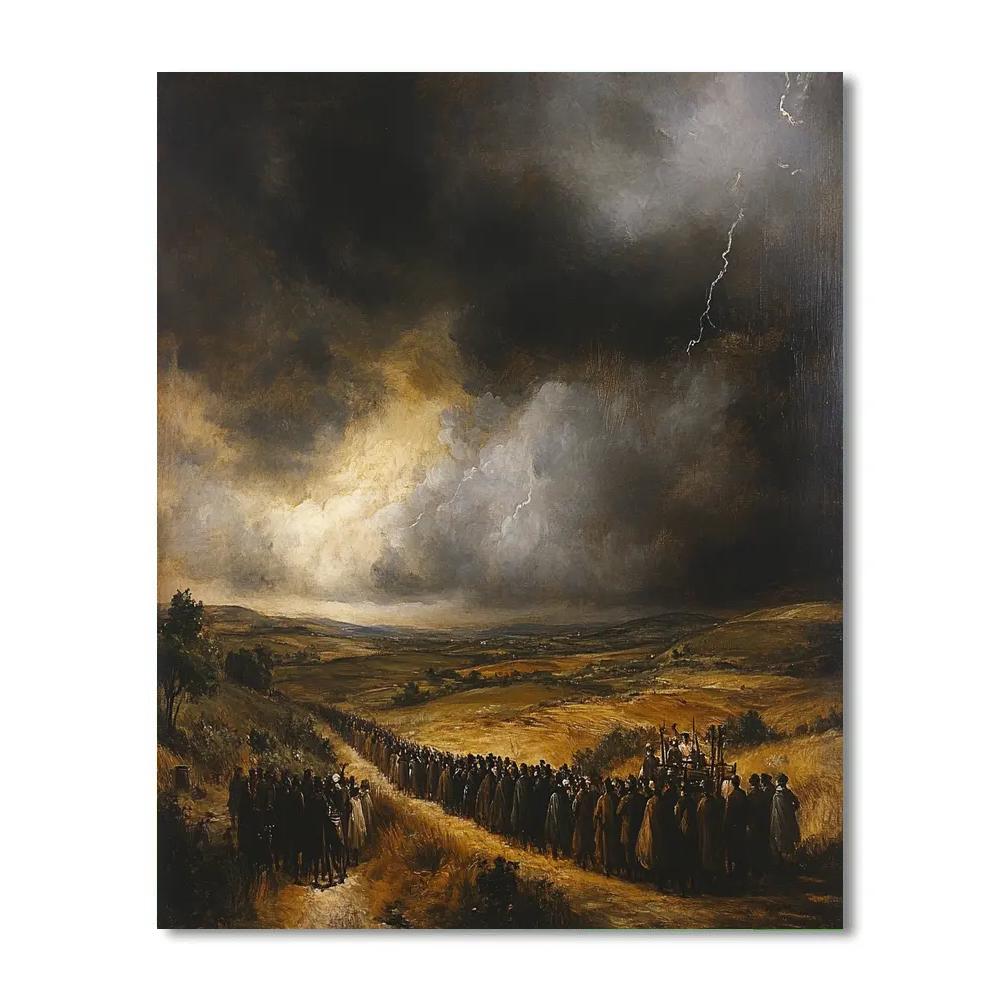 Goya Inspired Procession In A Stormy Field DIY paint by numbers