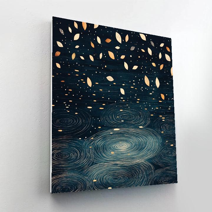 Gustav Klimt Inspired Golden Petal Rain On Dark Lake Number painting