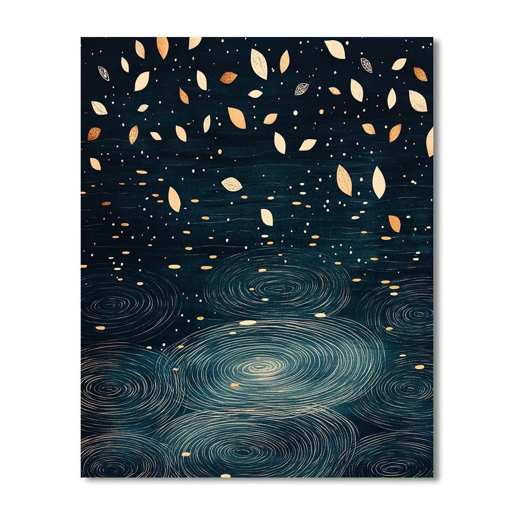 Gustav Klimt Inspired Golden Petal Rain On Dark Lake Number painting