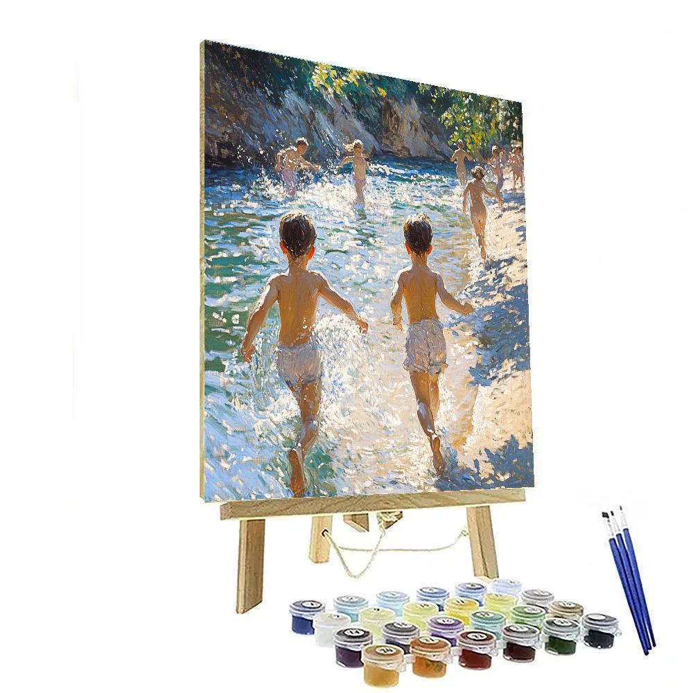 Sorolla Inspired Children Playing By The River Number painting