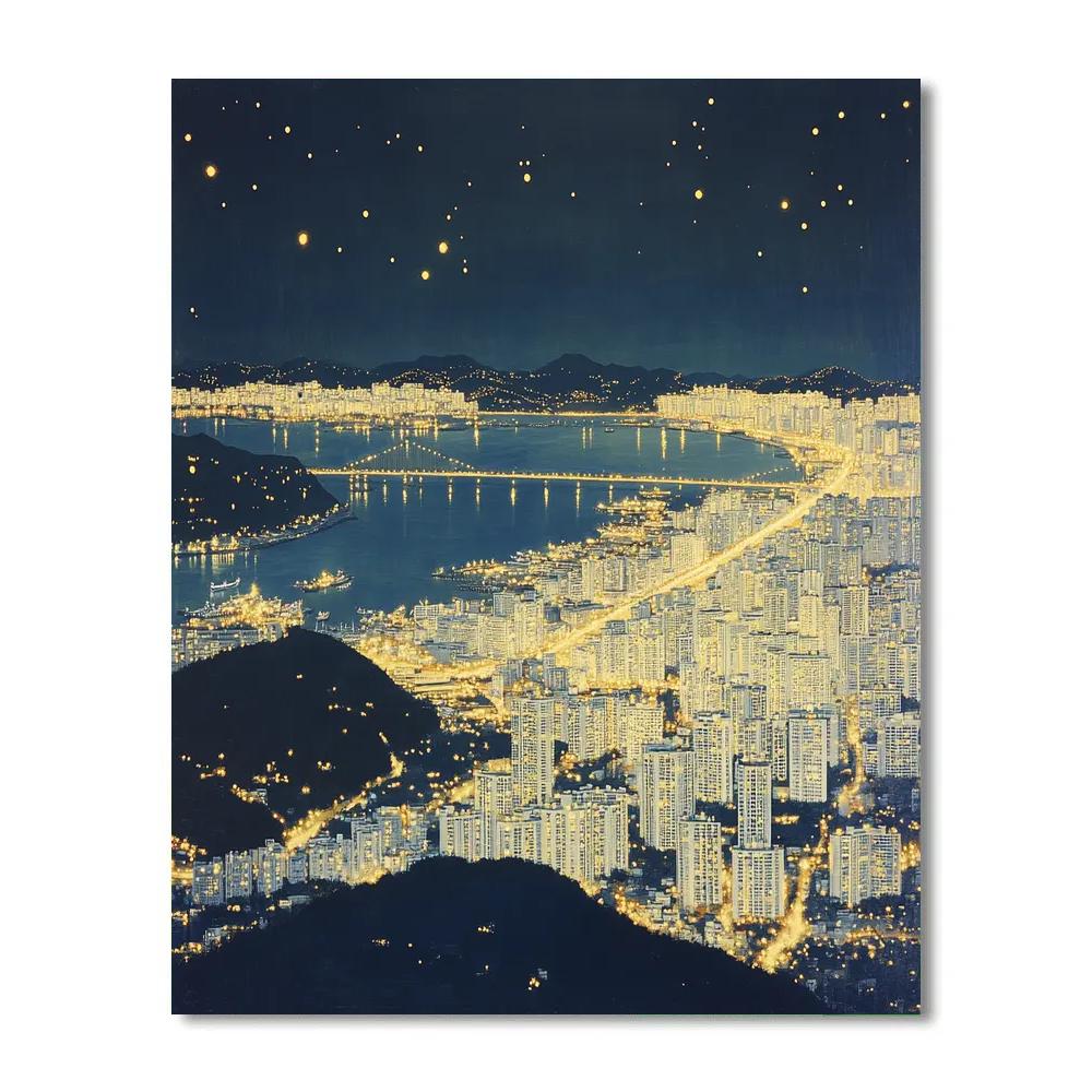 View Of Busan From Hwangnyeongsan Peak Busan South Korea DIY paint by numbers