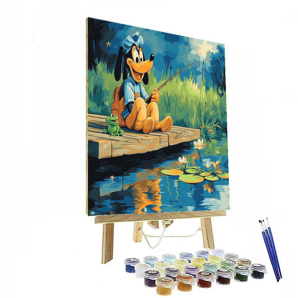Goofy Fishing Pond Disney Inspired paint by color