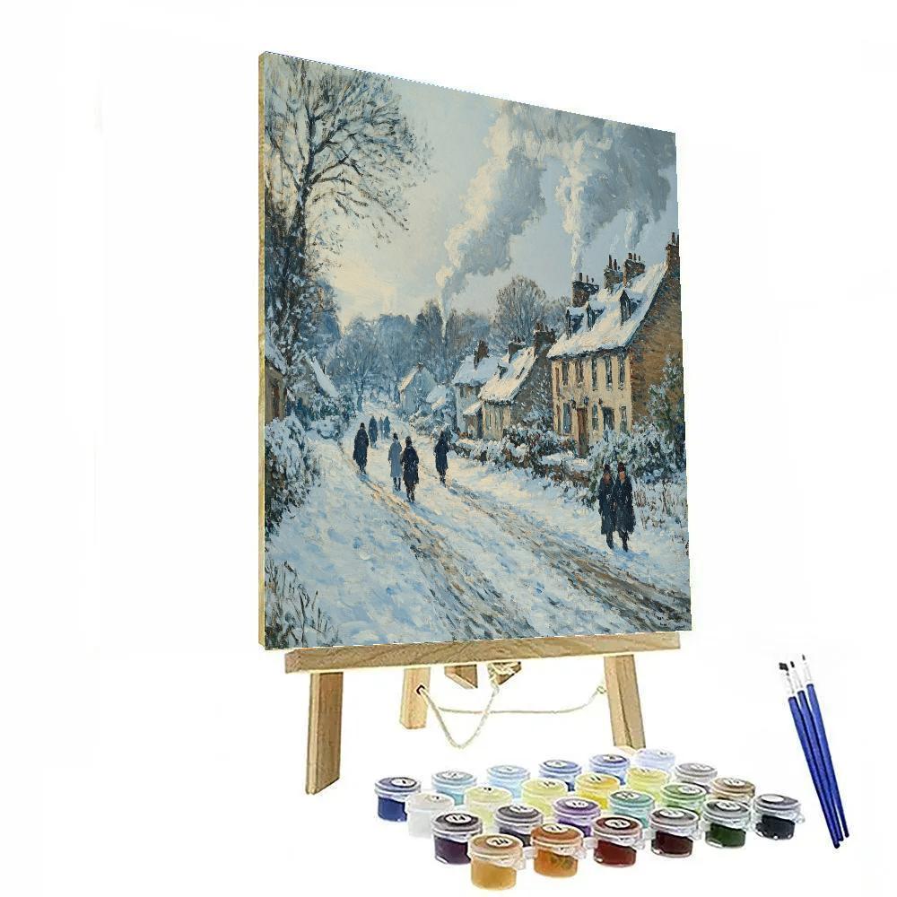 Pissarro Inspired Snowy Village Street Number painting