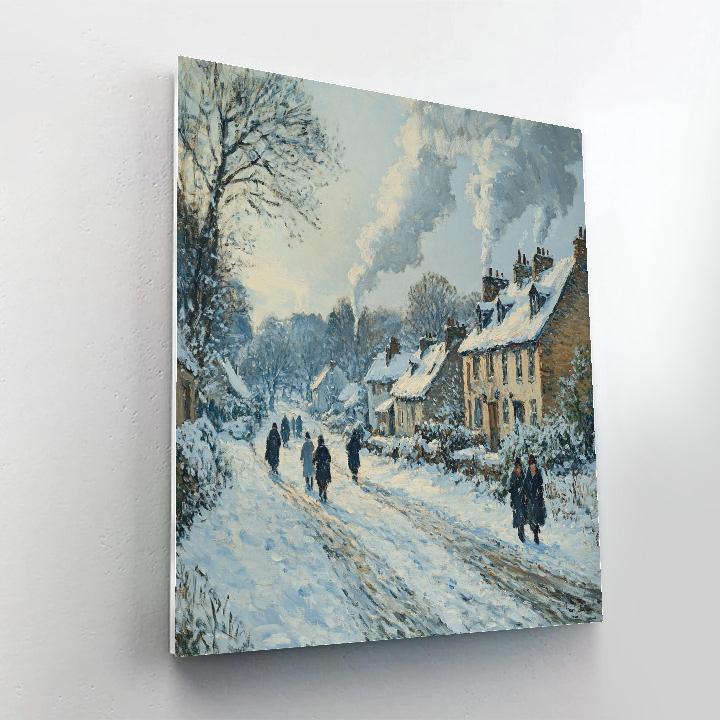 Pissarro Inspired Snowy Village Street Number painting