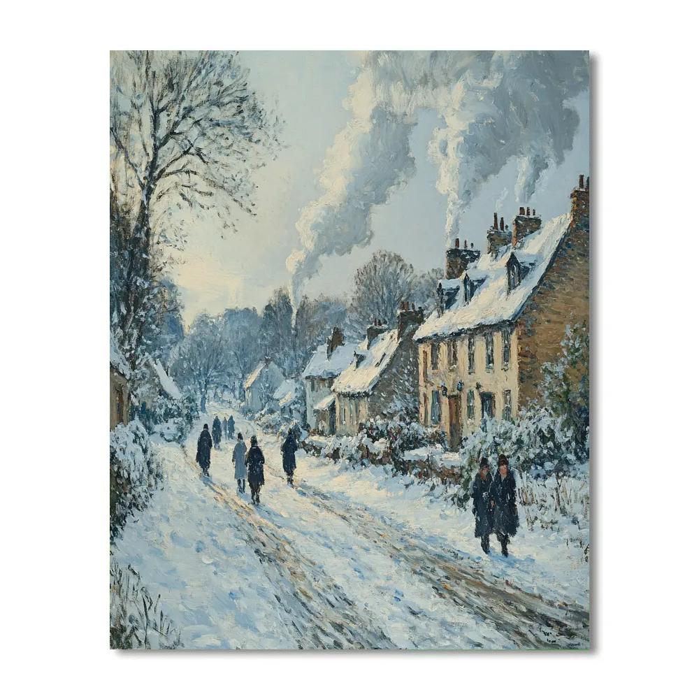 Pissarro Inspired Snowy Village Street Number painting