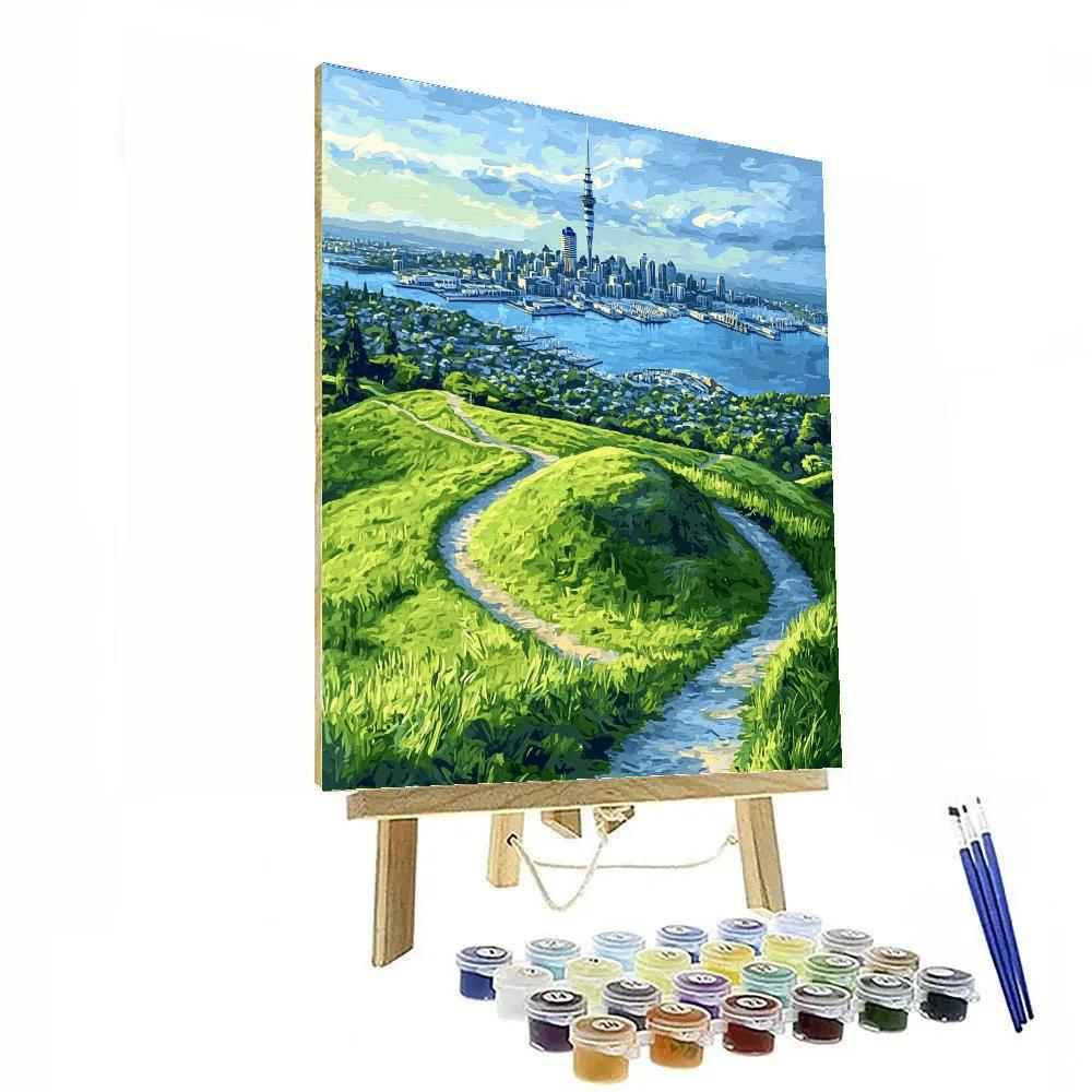 Auckland Skyline From Mount Eden Auckland New Zealand paint by color