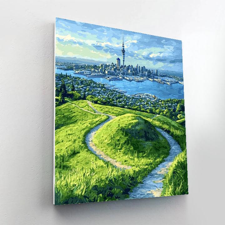 Auckland Skyline From Mount Eden Auckland New Zealand paint by color