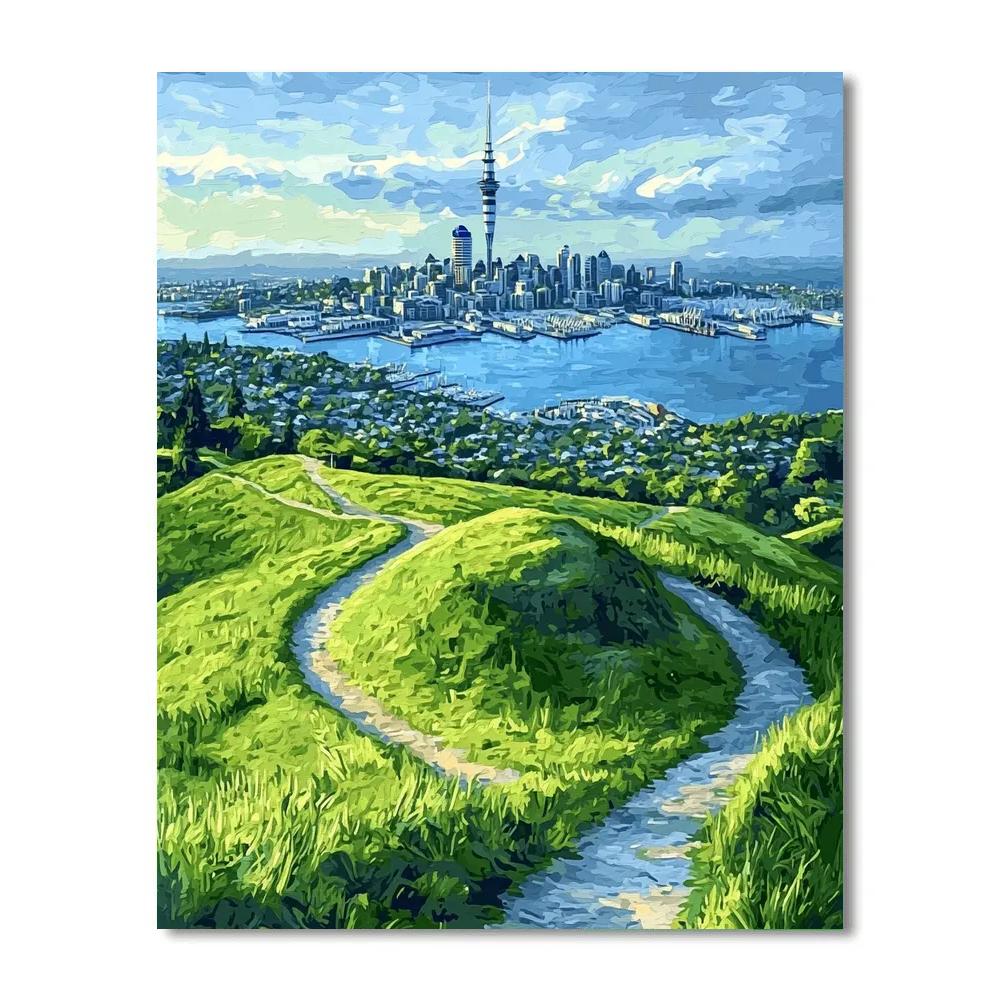 Auckland Skyline From Mount Eden Auckland New Zealand paint by color