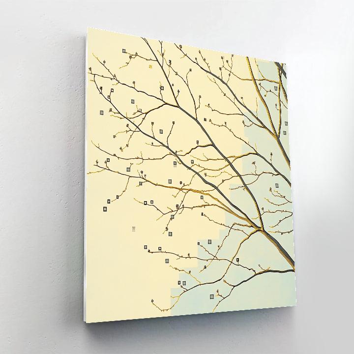 Gustav Klimt Inspired Golden Branches Against Winter Sky paint by color
