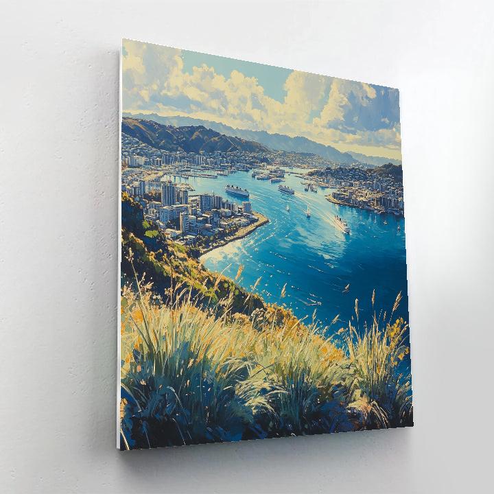 Wellington Harbor From Mount Victoria Wellington New Zealand paint by numbers