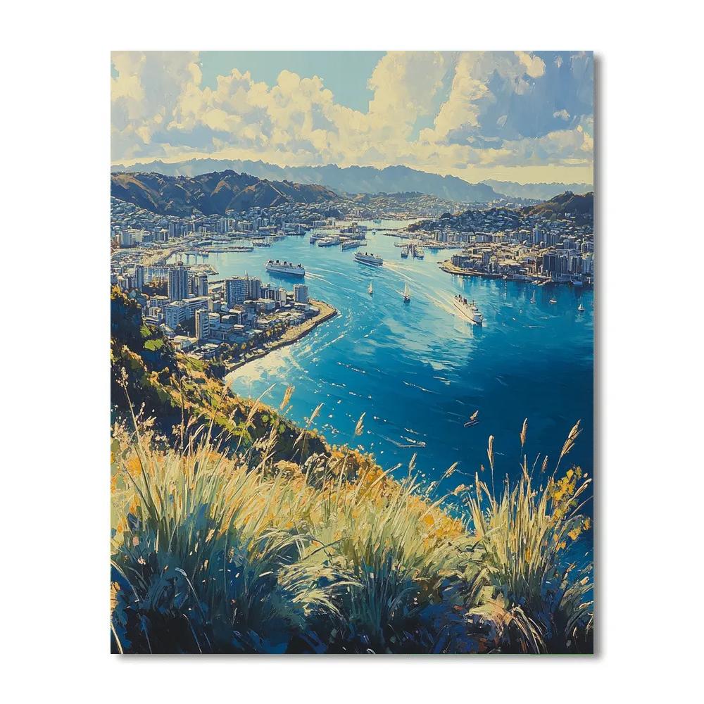 Wellington Harbor From Mount Victoria Wellington New Zealand paint by numbers