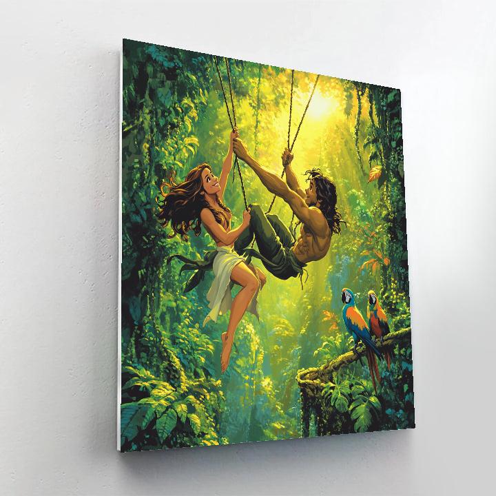 Jane And Tarzan Canopy Swing Disney Inspired Paint by numbers art