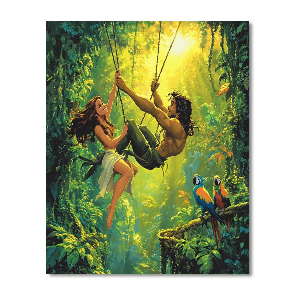 Jane And Tarzan Canopy Swing Disney Inspired Paint by numbers art