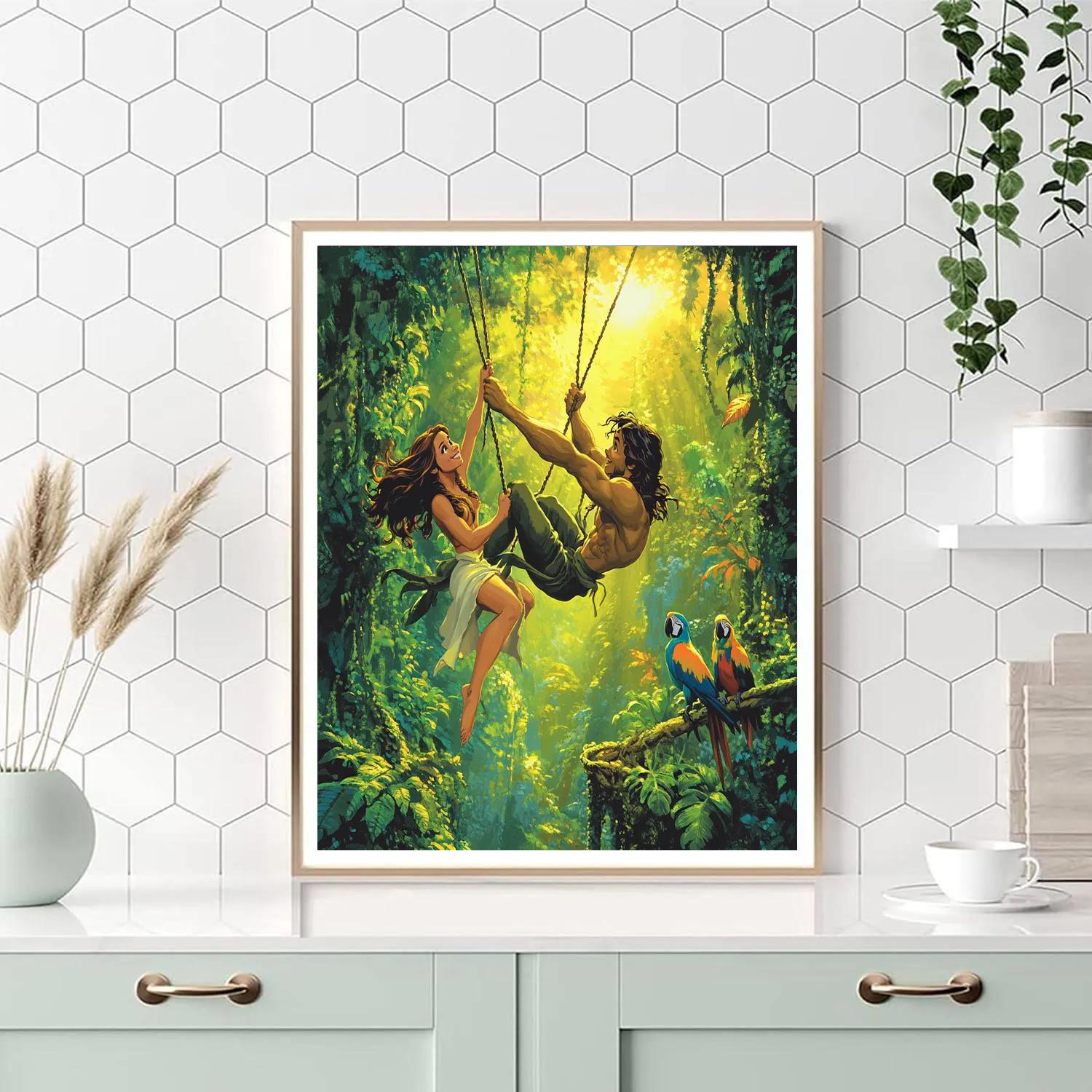 Jane And Tarzan Canopy Swing Disney Inspired Paint by numbers art