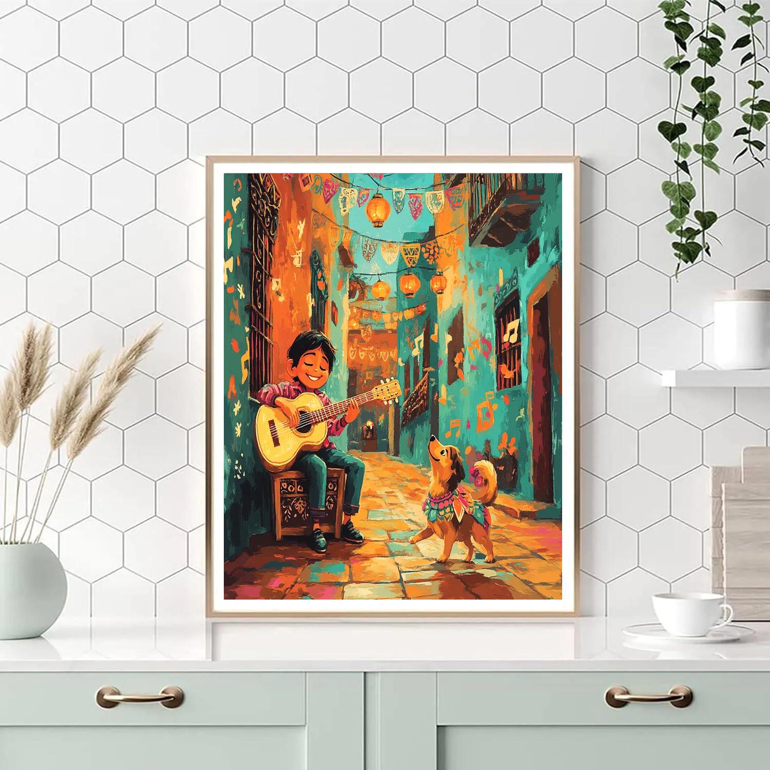 Miguel And Dante Musical Alley Disney Inspired paint by number