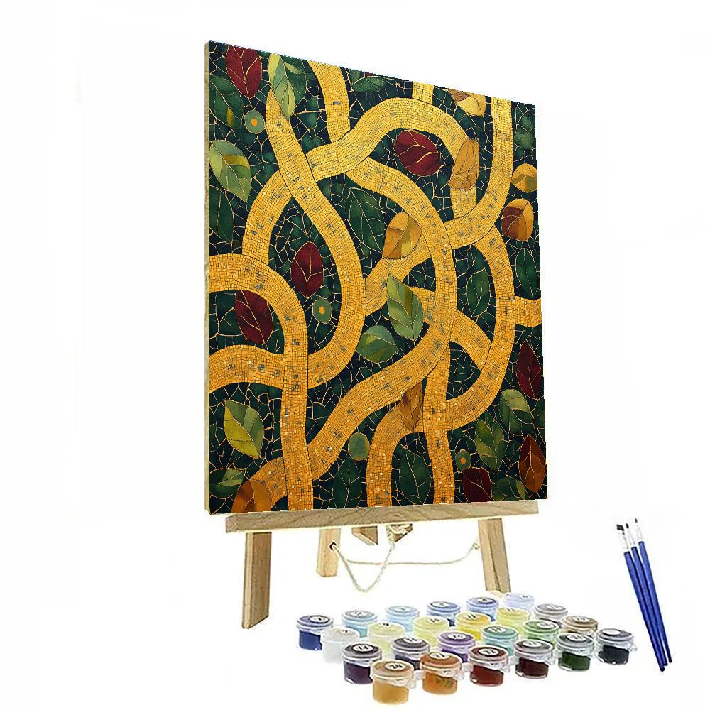 Gustav Klimt Inspired Golden Labyrinthine Forest Floor paint by number