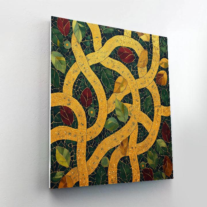 Gustav Klimt Inspired Golden Labyrinthine Forest Floor paint by number