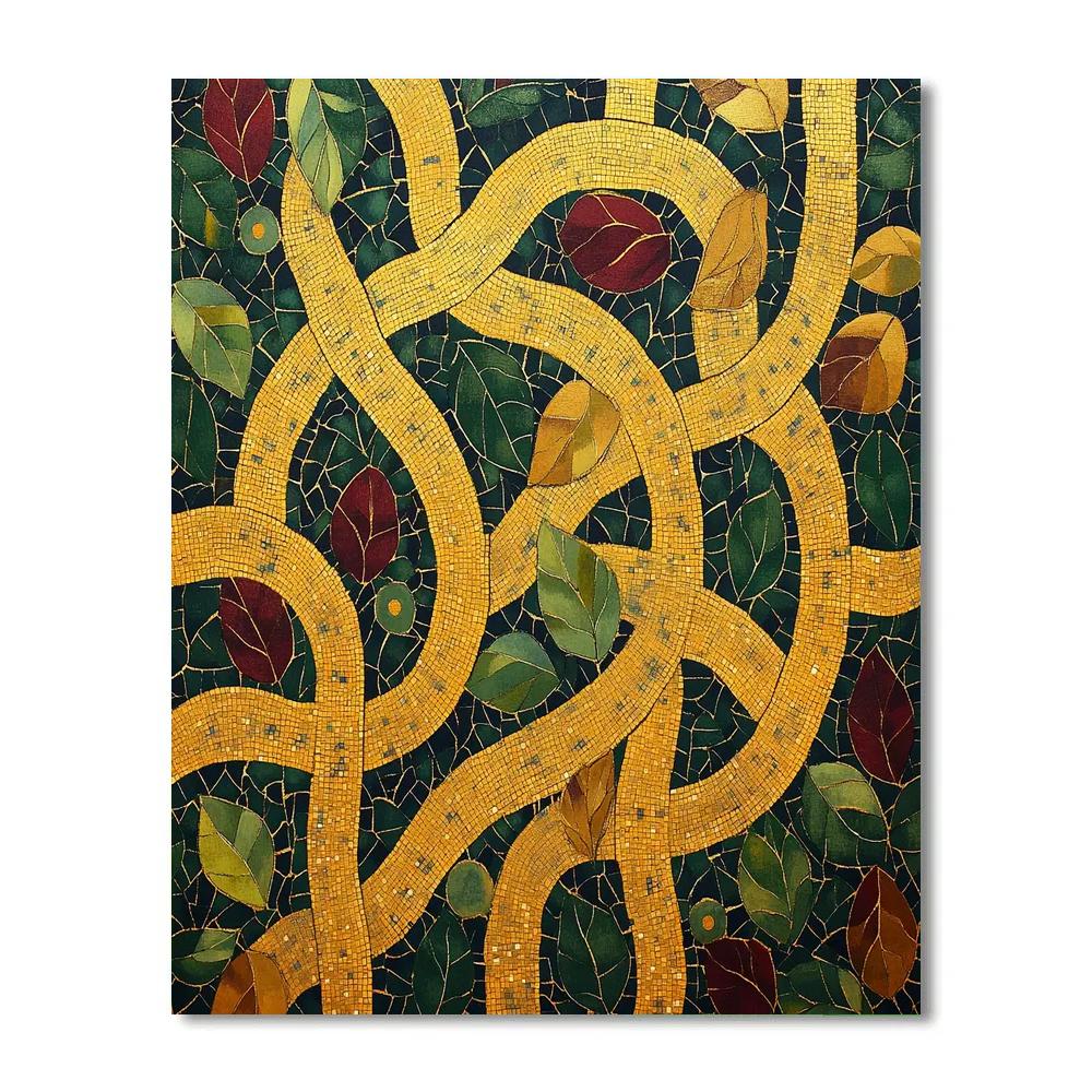 Gustav Klimt Inspired Golden Labyrinthine Forest Floor paint by number