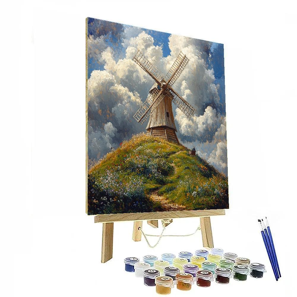 Constable Inspired Windmill On A Breezy Hill Number painting