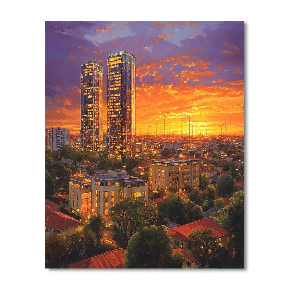 Nairobi Upper Hill Skyline At Sunset Nairobi Kenya paint by color